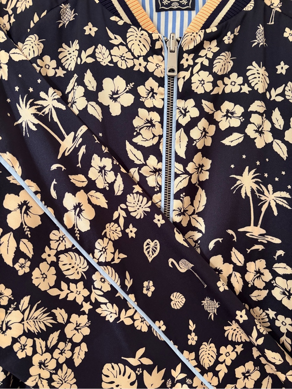 Scotch & Soda Reversible Floral Bomber Jacket - Navy/Blue Striped - Picture 3 of 7
